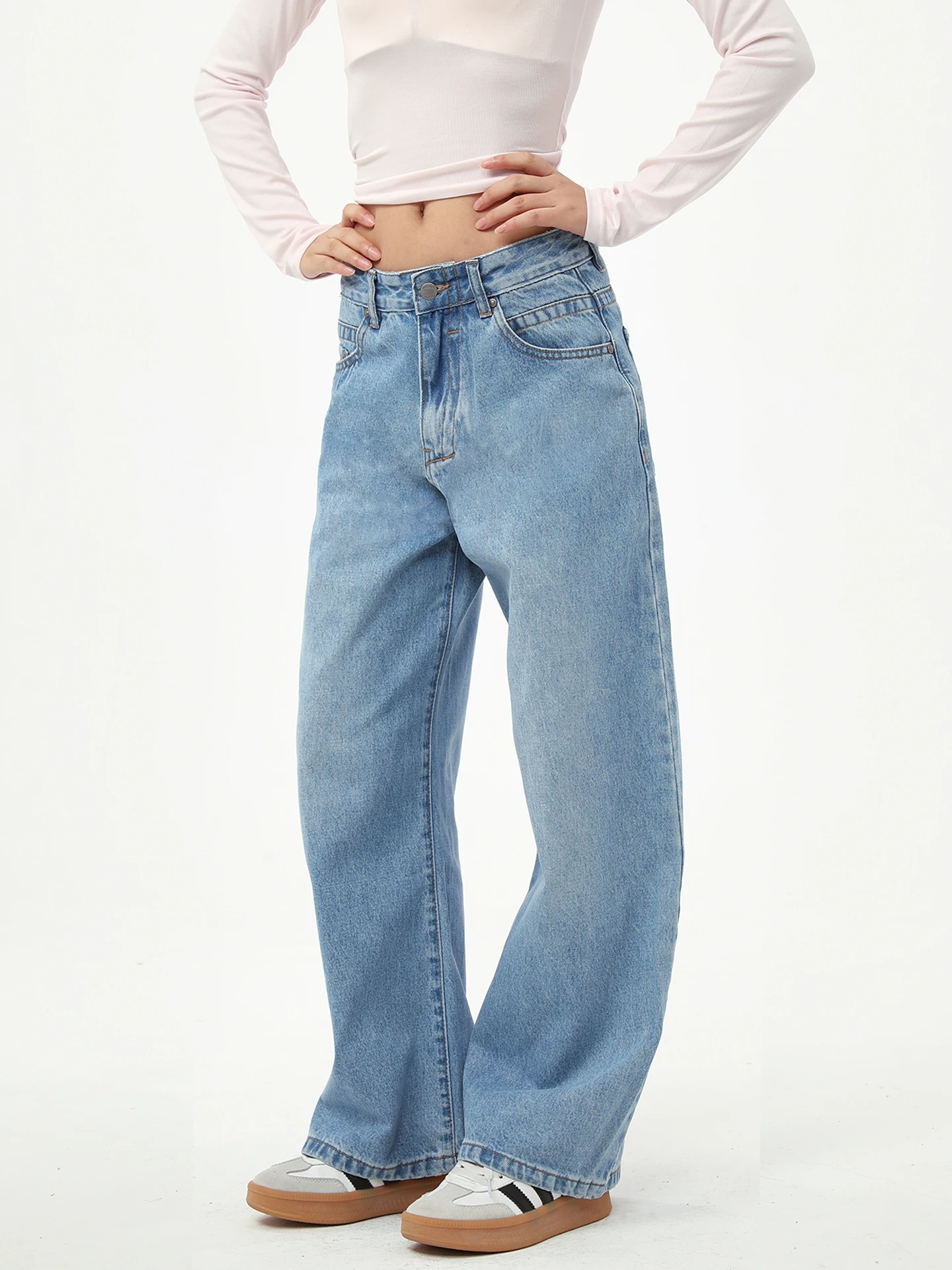 

Джинсы в американском ретро-стиле унисекс, свободные, широкие, повседневные, комфортные, винтажные, из хлопка