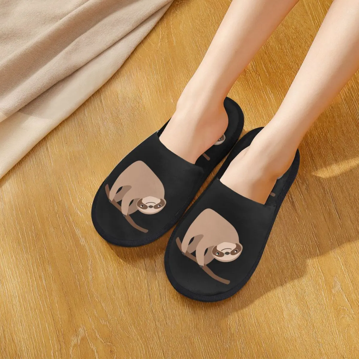 Custom Cute Baby Cartoon Sloth Design Slippers Memory Foam Warm Soft Women House Slipper Bedroom Fluffy Shoes