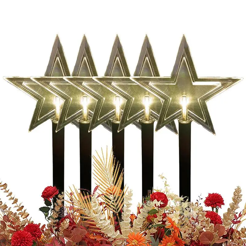 

Рождественская садовая лампа на солнечной батарее, 5 шт., рождественские Звезды, снежинки, садовые огни, Искусственный ландшафт, газон, солнечные огни, праздничный свадебный Декор