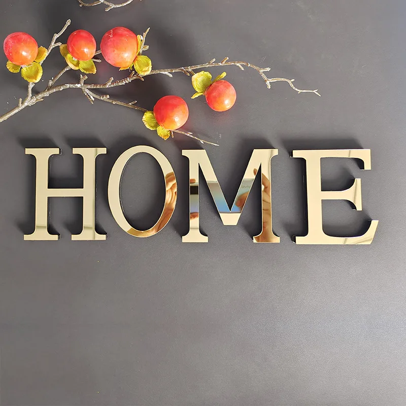 20cm A-Z English Letters Wall Stickers Acrylic Mirror Reflective 3D Decor Door Number Word Sticker Festival Home Decoration