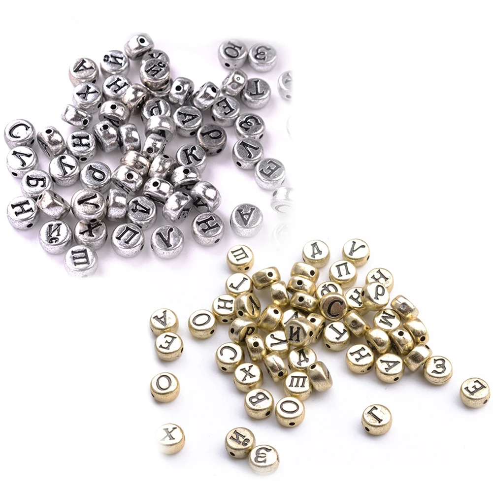 100pcs DIY Accessories Russian Letters Round Beads Russian Letters Alphabet Round Acrylic Beads 4*7mm DIY Jewelry Accessories