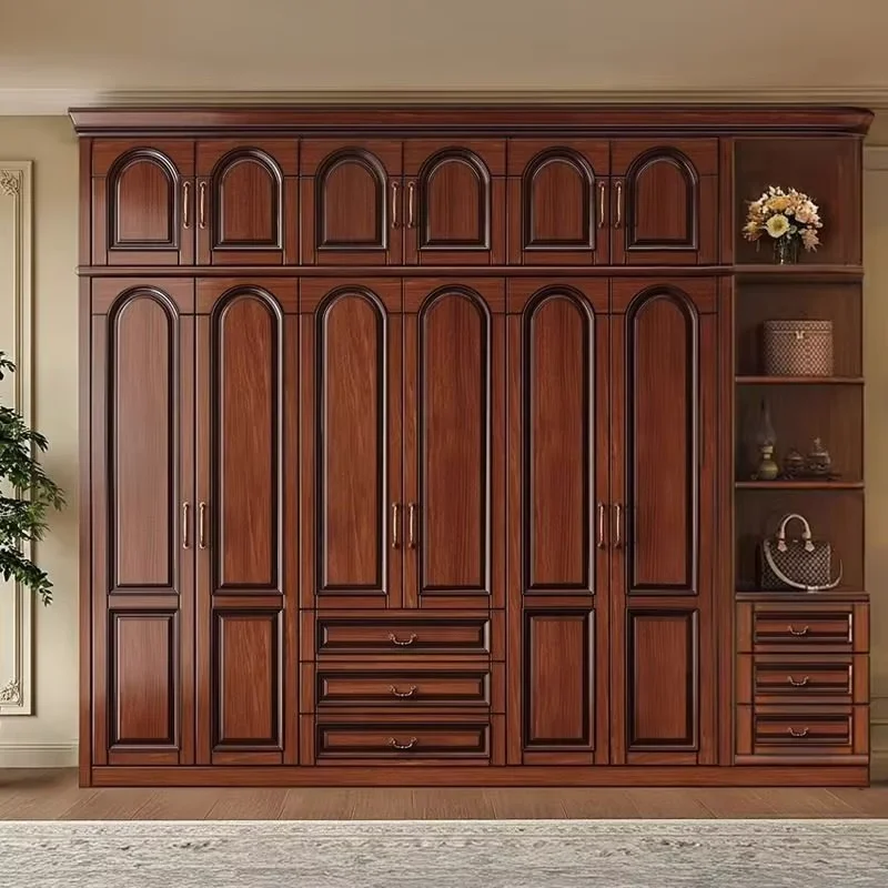 Simple Rustic Wardrobe Cabinet Hanging Storage Wooden Clothes Wardrobe Cabinet Shelves Cheap Armario De Ropa Bedroom Furniture