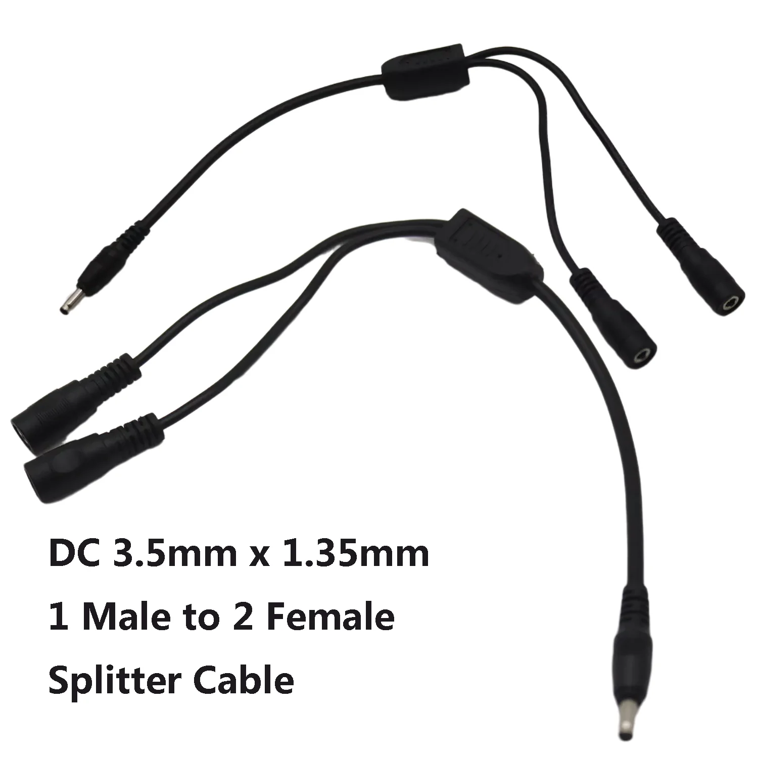 DC Power Y Splitter Cable 3.5mm x 1.35mm Male to 2 Female Extension Adapter for CCTV Surveillance Cameras Surveillance Routers