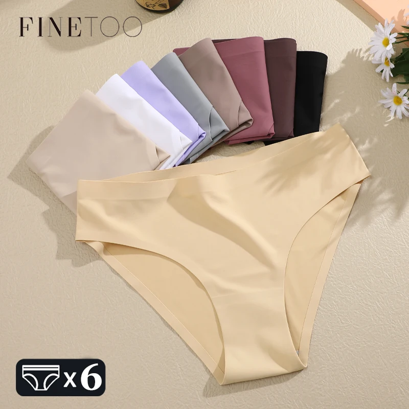 6 Pcs/Set Sexy Seamless Comfortable Panties for Women Low Waist Briefs Ice Silk Underwear Female Invisible Soild Lingerie S-XL
