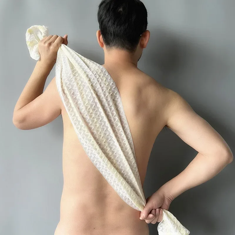 Exfolierender Waschlappen Rückenschrubber für die Dusche für Männer Silberionen-Multifunktions-Schaumbadetuch Extra Langes Peeling-Handtuch – Detail 10