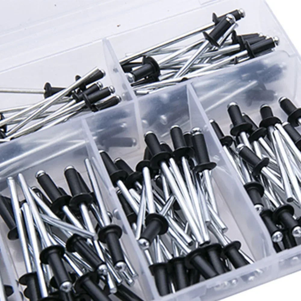 120PCS Black Aluminum Core Pull Rivets M2.4 M3.2 M4 Sizes for Decoration and Fastening