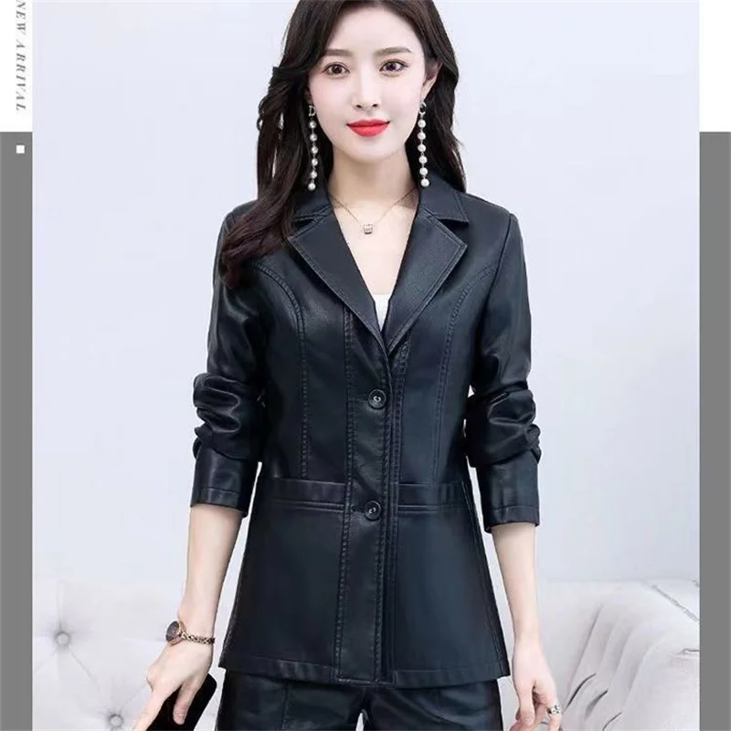 Women Korean PU Leather Jacket Spring Autumn 2024 Female New Suit, Slim Slimming Leather Jacket Women Small Stature Short Jacket