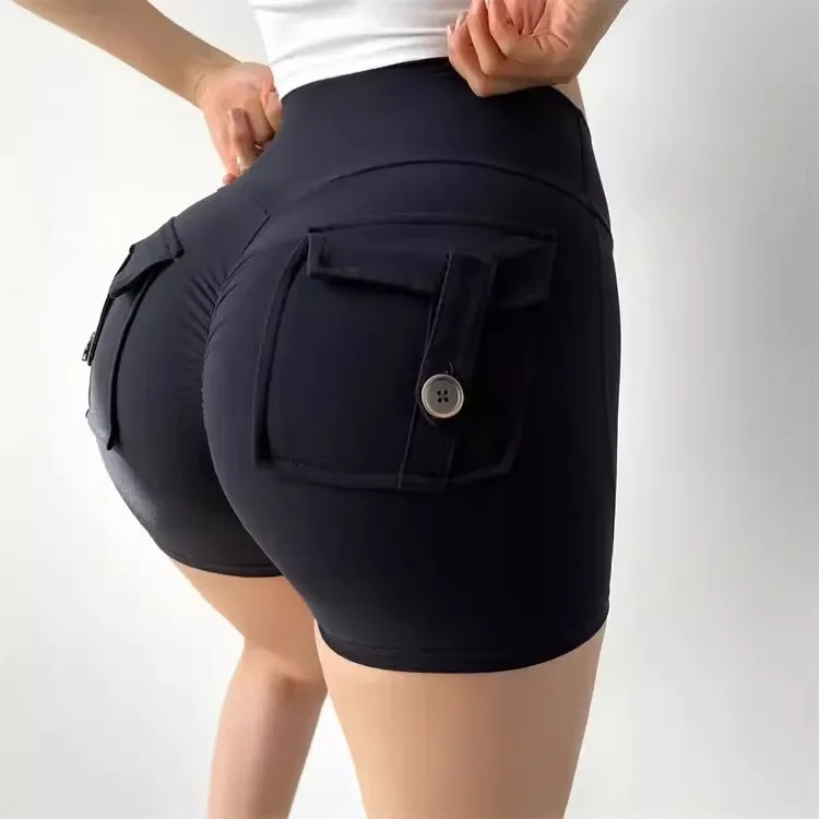High-Waist-Yoga-Shorts für Damen, hohe Elastizität, sexy Po-Lifting, mit Tasche, atmungsaktiv, für Radfahren, Outdoor-Übungen, Yoga-Shorts – Detail 21