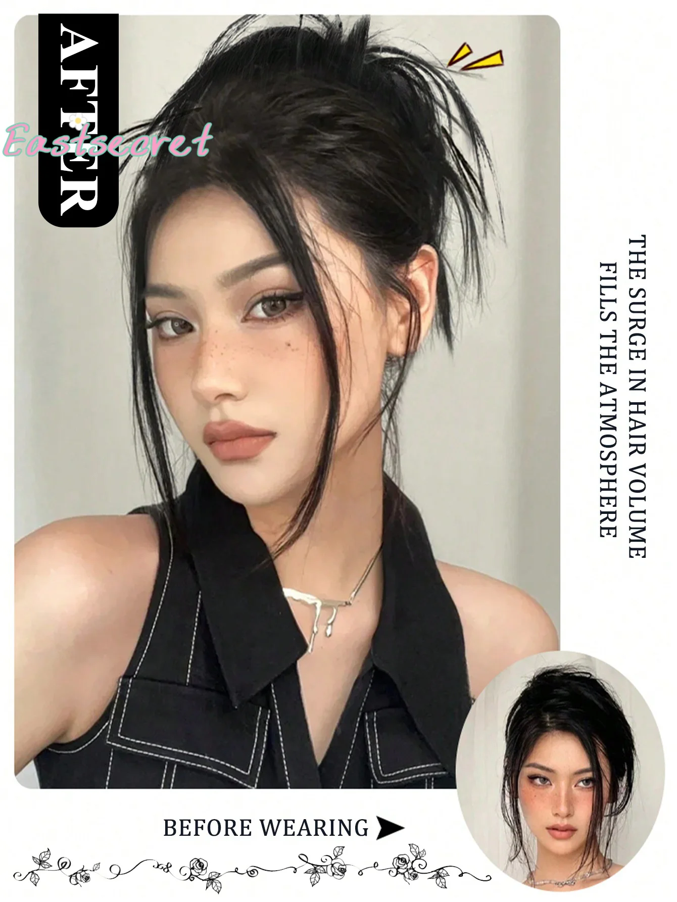 EAST Synthetic Fake Hair Messy Bun Chignon Elastic Flexible Band Scrunchy Scrunchie Curly Hairpiece Synthetic Extension