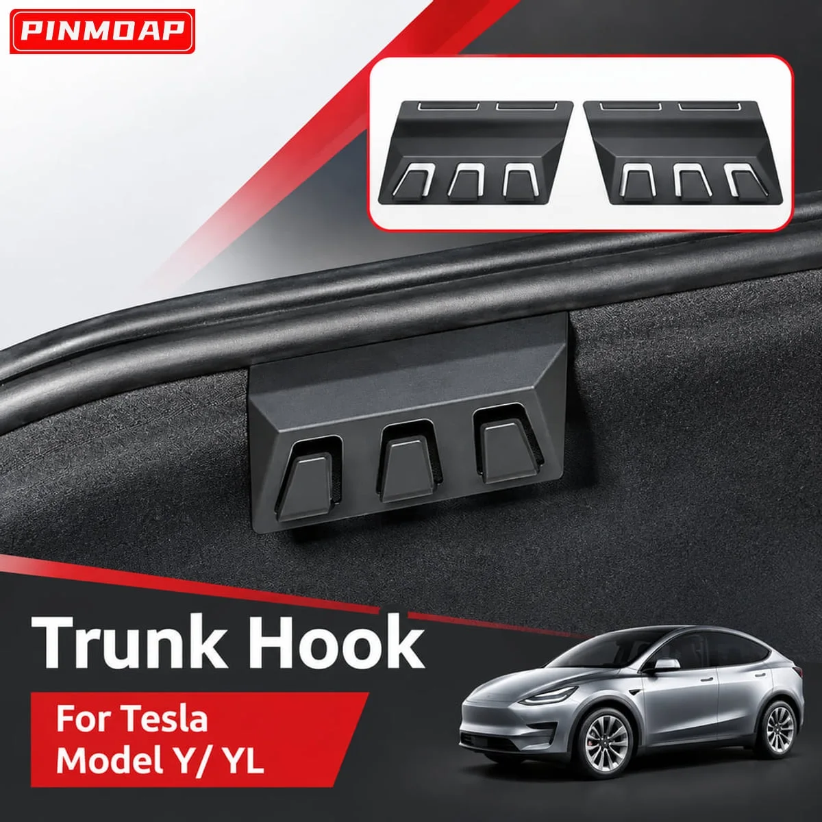 PINMOAP Hidden Trunk Hook With Three-Hook Design Damage-Free Installation Fit for Tesla Model Y/YL 2025-Latest