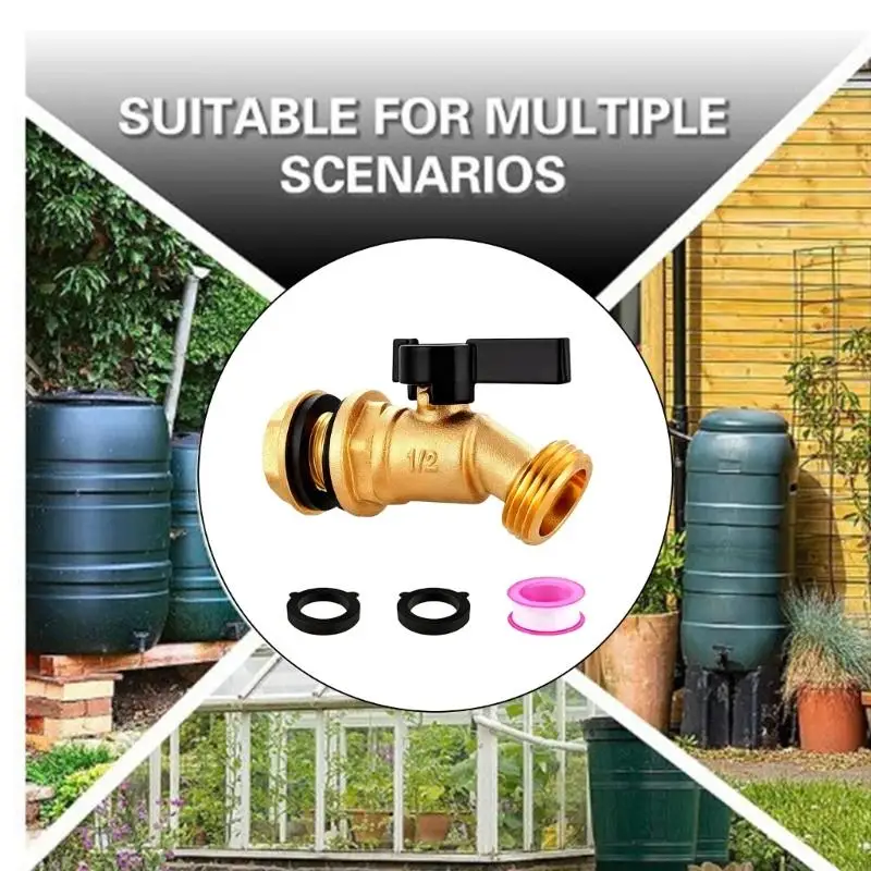 Brass Full Port Valves Inch NPT Thread 3/4 GHT Connection for Rain Barrels Use