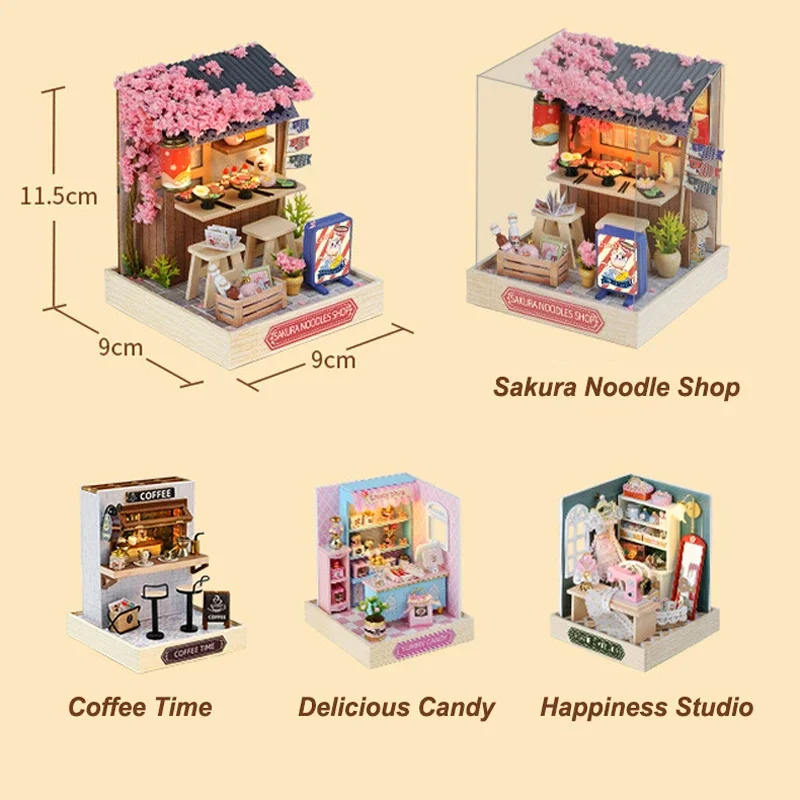 New DIY 3D Puzzle House Creative Hand-assembled Miniature House Model Coffee House Children's Educational Toy Birthday Gift