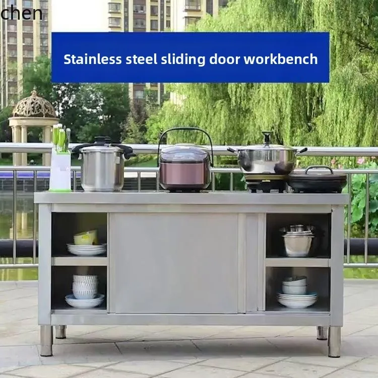 

HXL Extra Thick Stainless Steel Workbench Kitchen Console Vegetable Cutting Locker