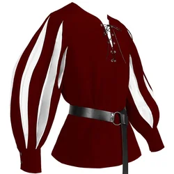 Colored Tie Up Collar Shirt Cosplay Top 2024 European and American Retro Medieval Drama Performance Dress