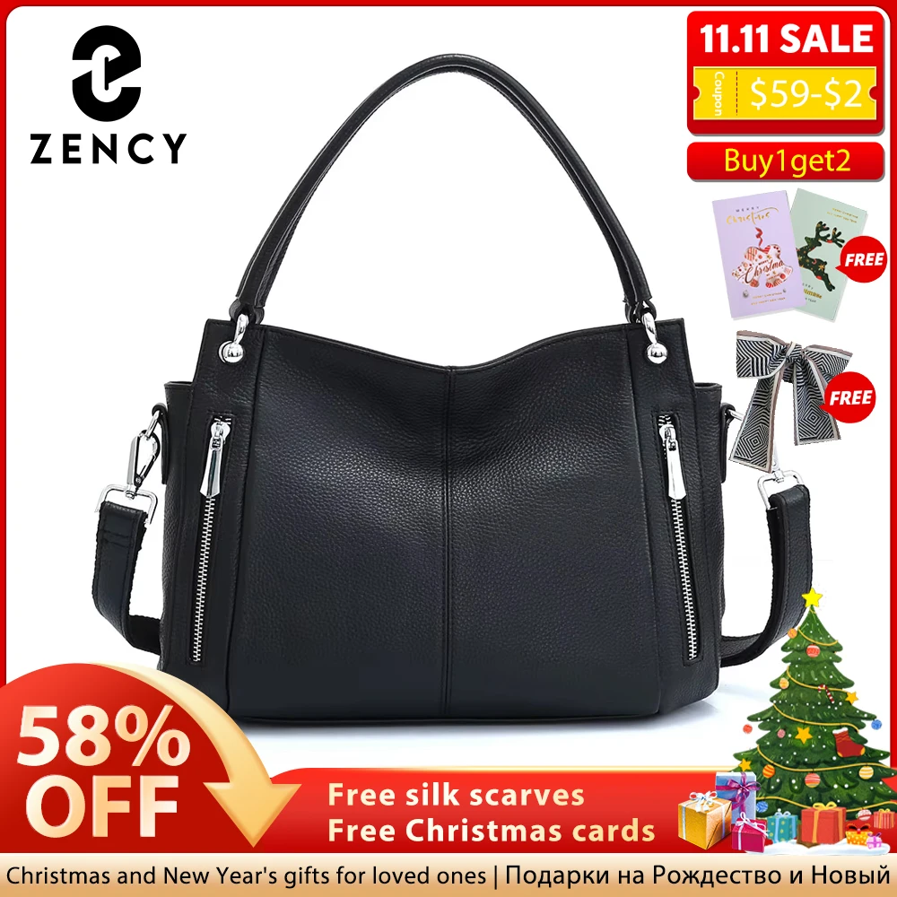 

Женская сумка-тоут Zency из 100% натуральной кожи, Классическая простая Винтажная сумочка-Шоппер на плечо, повседневный саквояж кросс-боди