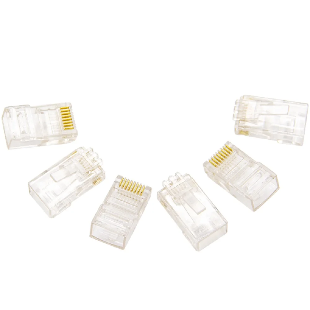 Connecteur plaqué or pour câble Ethernet modulaire, Cat5 RJ45 RJ 45, 8P8C, Cat inspectés, CriAJNetwork, 50 pièces