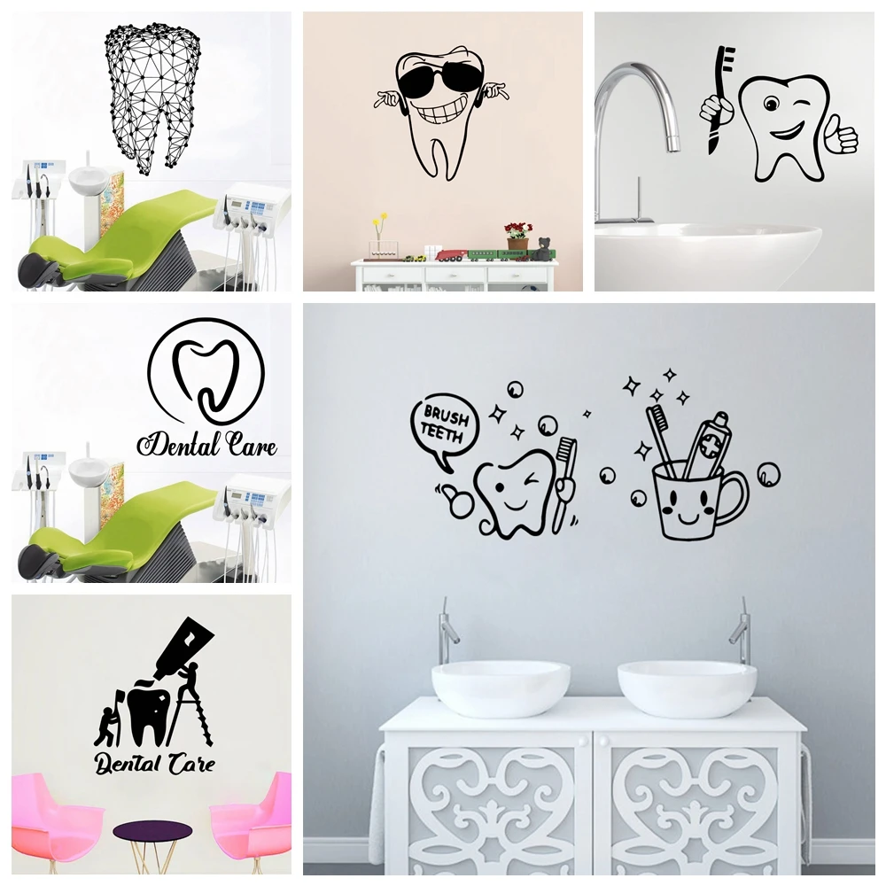 1pc kreative Zahn Wandt attoo Kunst Vinyl Aufkleber für Zahnarzt Wand dekoration Hintergrund Zahn abziehbilder