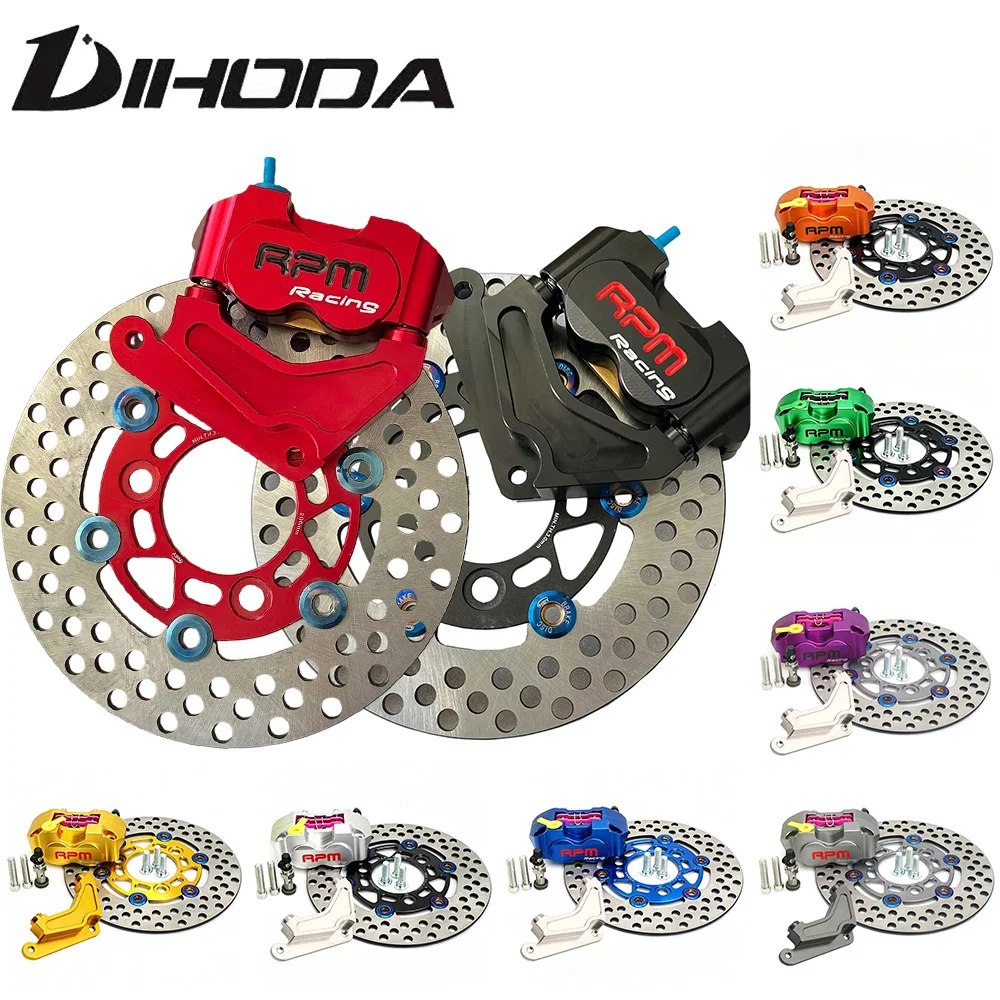 200mm Motorcycle Floating Brake Disc Caliper Kit Fast‑Cooling Brake Pads For Honda DIO AF27/28/18 ZX AF34/35/36
