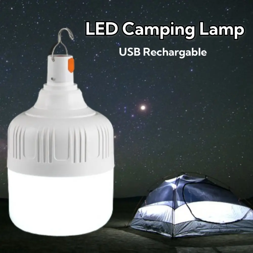 Ampoules LED à crochet durables, lanterne portable à haute luminosité, lumière d'urgence en plastique aste par USB pour le camping et la pêche