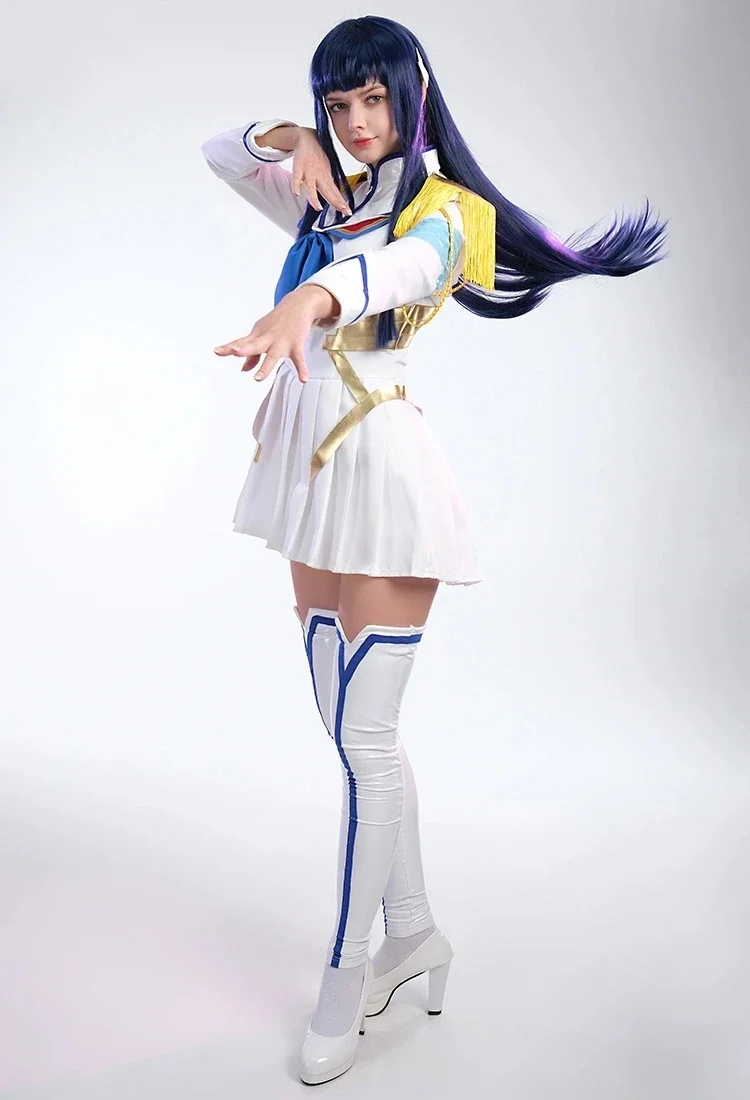 Costume de Cosplay de Satsuki Kiryuin avec Perruque pour Fille, Interrupteur Uniforme, Robe de Marin, Vêtements de ixd'Halloween et de Carnaval