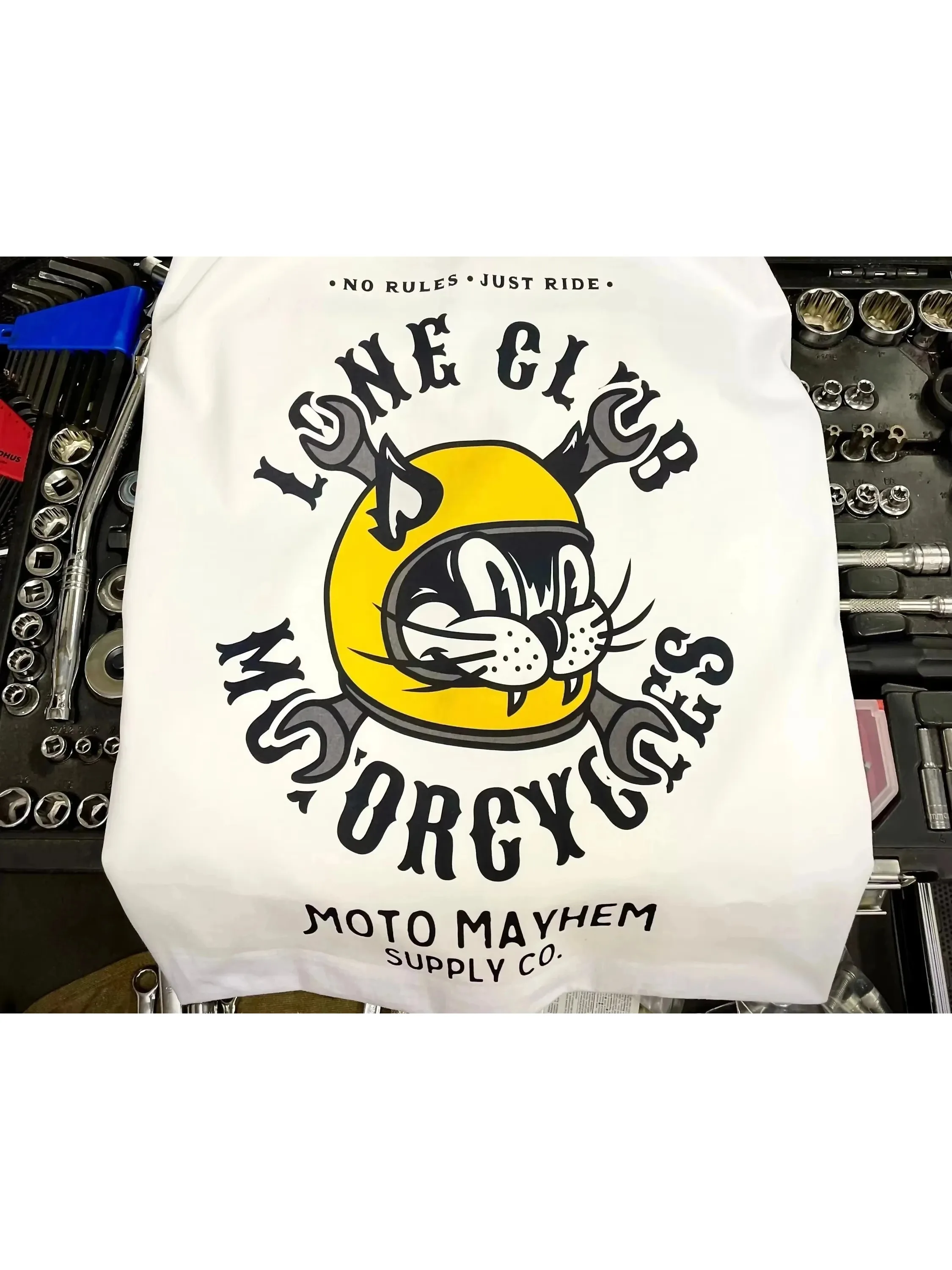 AliExpress NONE New Lone Motorcycle Club Bicycle Men's and Women's Cotton T-Shirt Fashion Large Size Top Casual Short Sleeve New Arrival T-Shirt