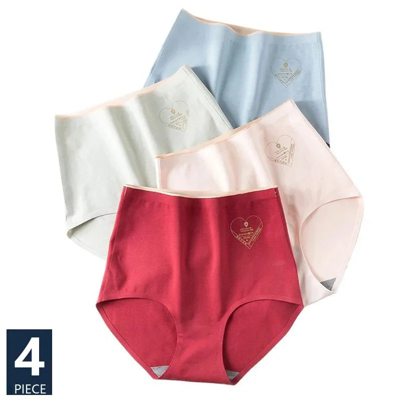 LANGSHA 4Pcs/Set High Waist Panties Women Soft Cotton Body Shaper Underwear Seamless Briefs Sexy Comfort Crotch Female Lingerie