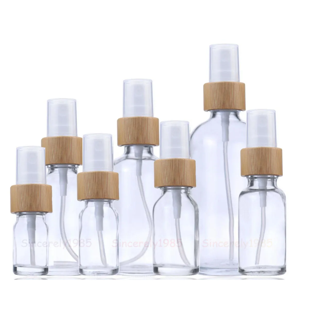 5X10X Empty Glass Spray Bottles Fine Mist Sprayer Natural Bamboo Wooden Atomizer for Perfume Oil 5/10/15/20/30/50/100ml Refill