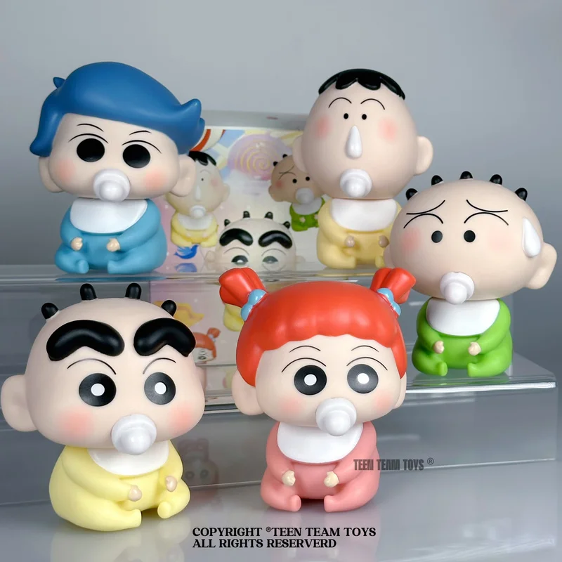 New Crayon Shin-Chan Pacifier Baby Series Spring Defense Team Five Mini Figurines Desktop Decor Toys