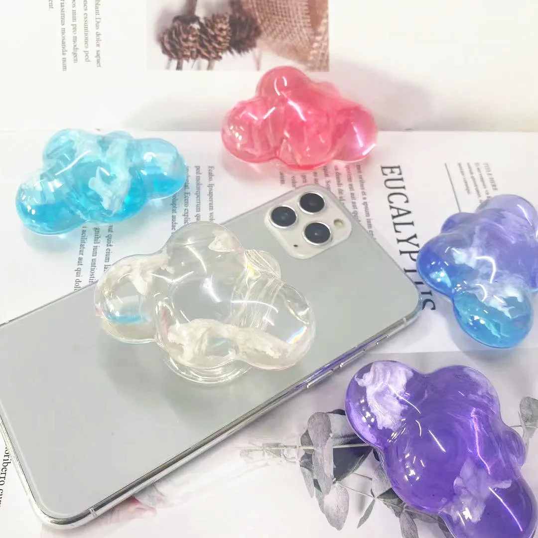

Korean Cartoon Transparent Gradient 3D Cloud Foldable Air Cushion Phone Stand Support for Iphone Samsung Grip Tok Bracket Holder