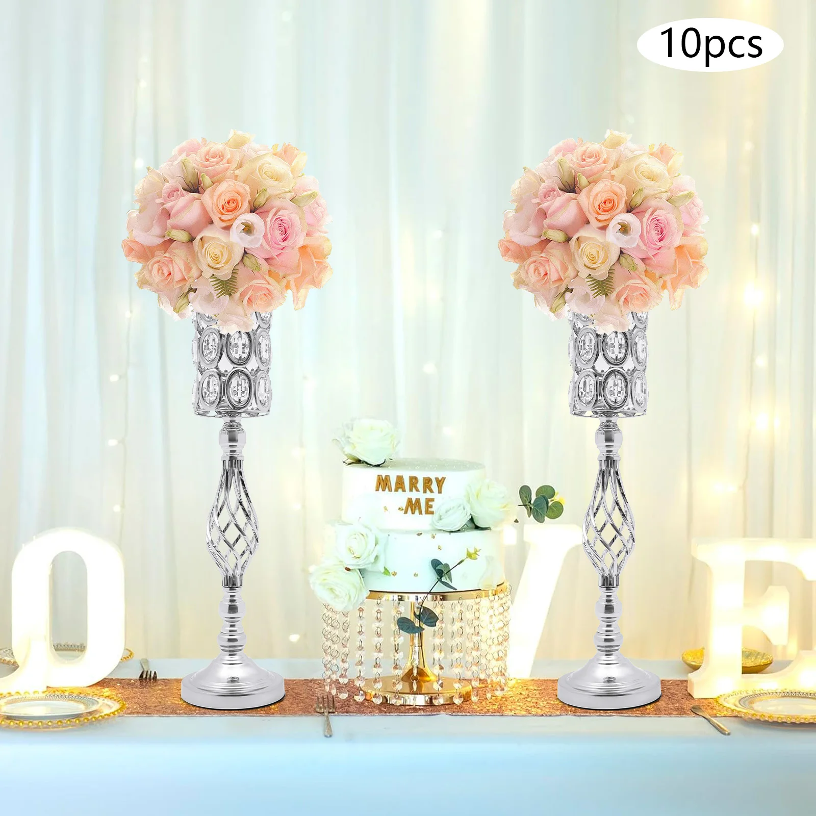 مزهريات زهور الزفاف، 10 قطع مزهريات زهور للقطع المركزية، مزهرية زفاف للطاولات