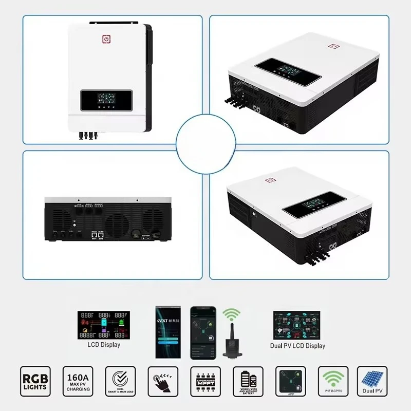 Premium 8.2kw 10.2kw Hybrid Inverter 8kw Pure Sine Wave Power Inverter MPPT Controller Ground Mounting for Home Use Free Samples