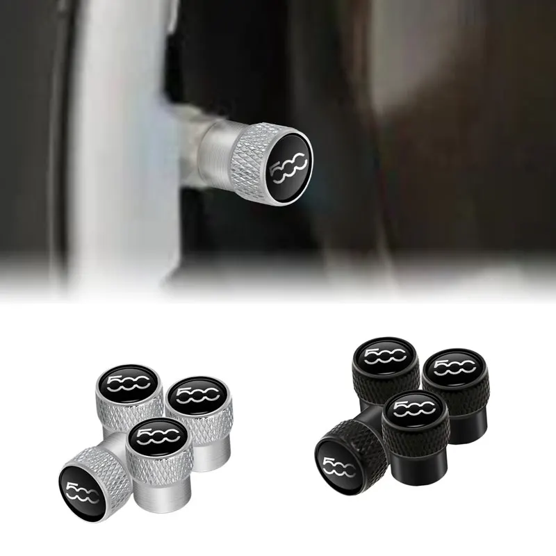 Car Decor For Fiat 500 500X Abarth Scorpion Grande Punto Metal Car Tire Valve Stem Caps Tire Wheel Stem Air Valve Caps 4pcs