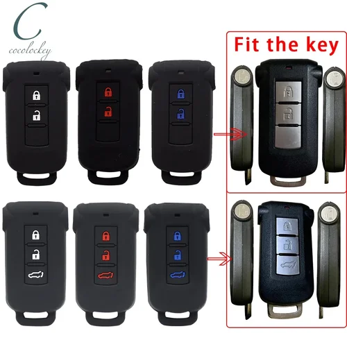 Cocolockey-funda de goma de silicona para llave, compatible con Mitsubishi Delica D5 4, 5 botones, funda para llave inteligente, funda protectora, accesorios para coche
