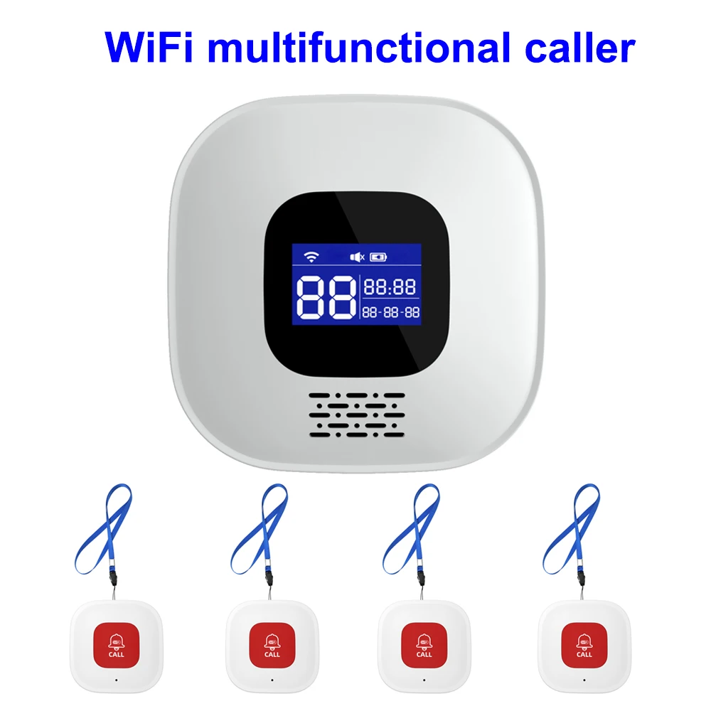 Draagbare Smart Tuya Alarm Oproep Bel Verzorger Pager Draadloze WIFI Verpleegkundige Belknoppen voor Ouderen Monitoring SOS Alert Systeem