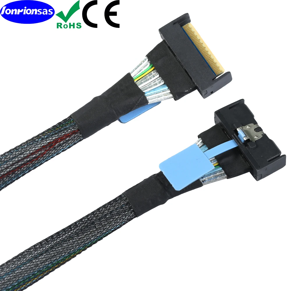 Lontion#Internal PCIe 5.0 Slimline SAS MCIO STR 8i to SFF-8654 8i 74Pin Mini Cool Edge IO Extension Cable For Storage Server RAI