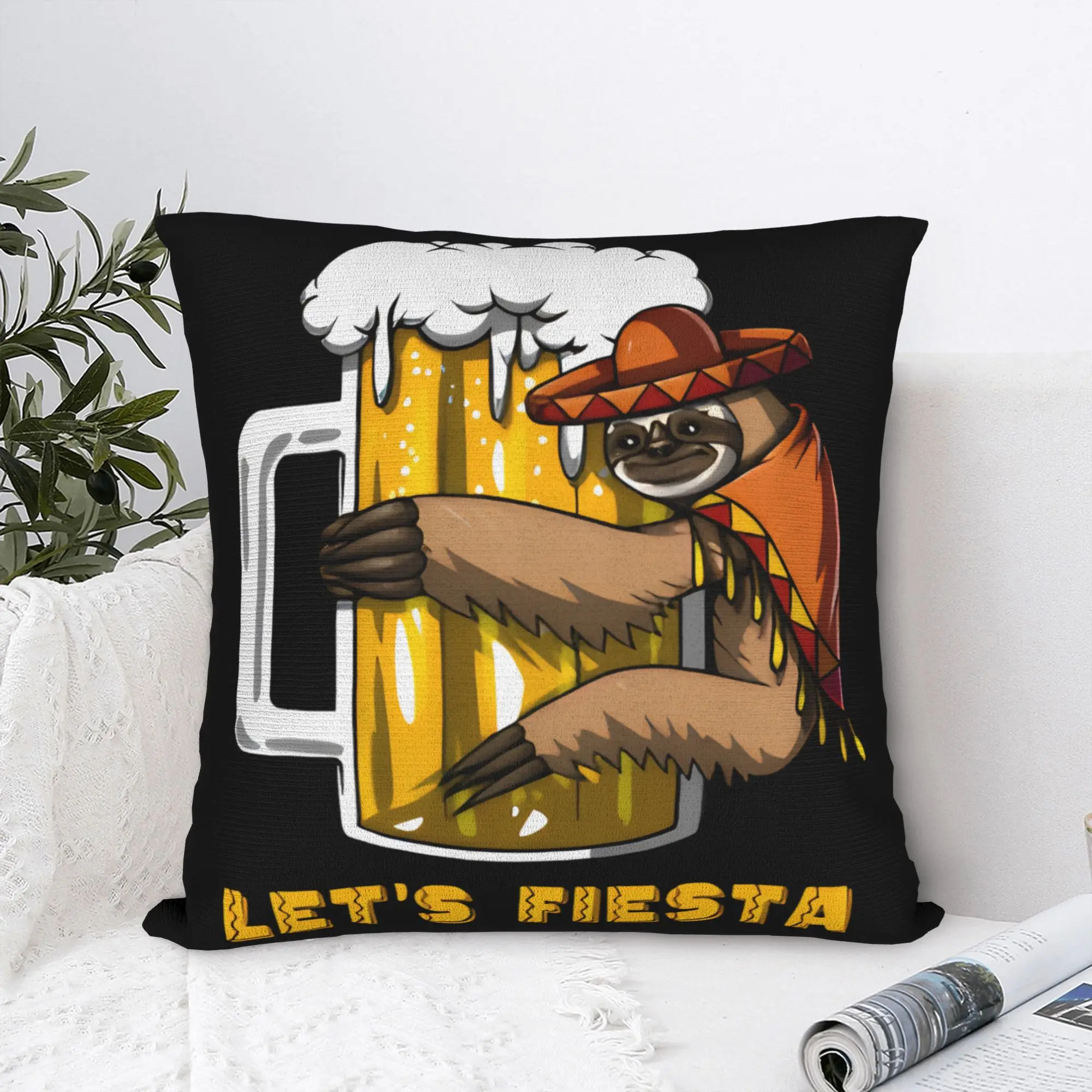 Pillow Cover Let's FIESTA Party Printed Mexican Amigo Cinco De Mayo Sombrero Novelty Pillow Case For Couch Sofa Pillowcases
