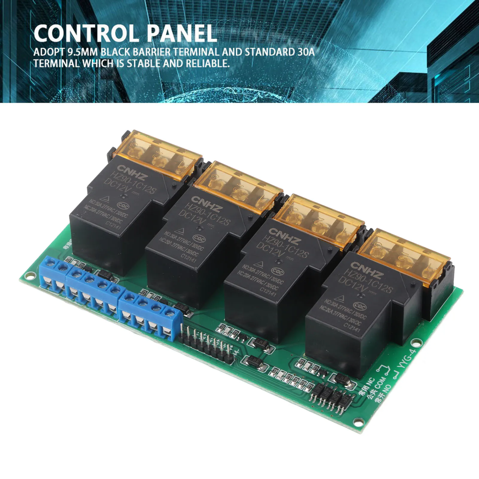 Four Way Relay Module High Power Four Way Relay Module Control Panel Optocoupler Isolation 30A YYG‑4 MCU Optocoupler Isolation