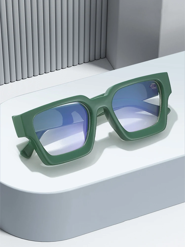 Cool boîte carrée bord épais monture à paupières à la mode Ins lunettes rétro tendance Anti lumière bleue miroir plat 5532