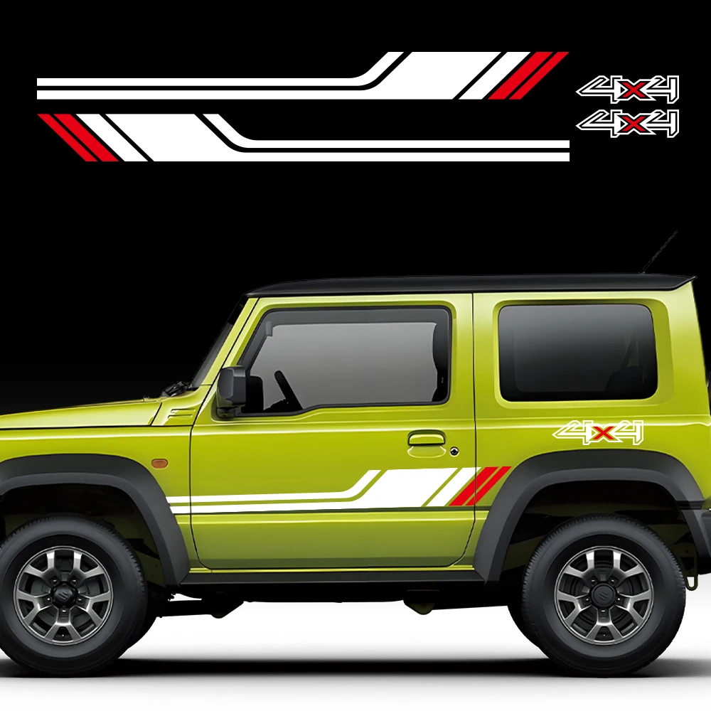 1 Pair Sport Modified 4x4 Off Road Side Letter Waist Line Stripe Body Sticker  Decals Decor for Suzuki Jimny 2019 2020 2021 2022