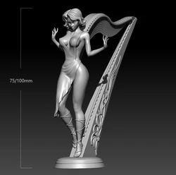 Kits de modelos de resina de 1/24, 75mm, 1/18, 100mm, música, Piano, figura de chica, sin pintar, sin Color, RW-498
