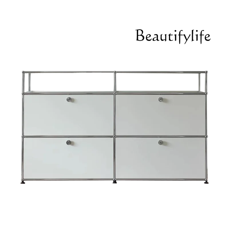 

Medieval Modular Dining Side Cabinet Modern Simple Stainless Steel TV Cabinet Storage Bucket Cabinet Free Combination