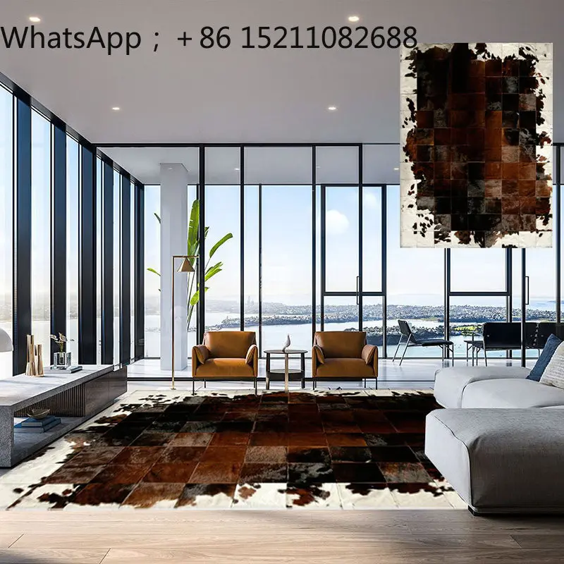 SCY living room cowhide carpet retro floor mat advanced medieval home improvement carpet