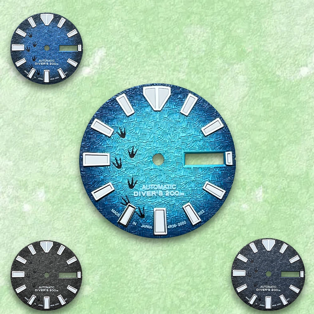 Esfera de 28,5mm adecuada para logotipo NH35/NH36 S, movimiento automático, accesorios de modificación de reloj luminoso verde