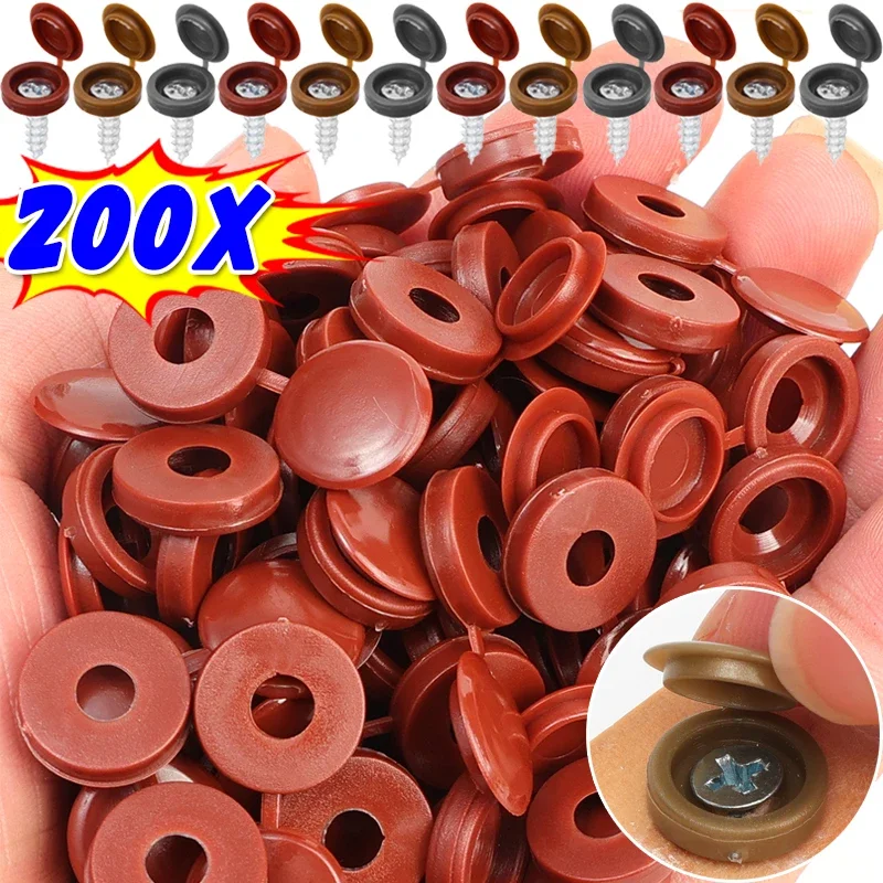 

200/100pcs Plastic Self Tapping Screw Bolt Nail Nut Decorative Cap Protective Cover Hide Foldable Hinged for Furniture Cars