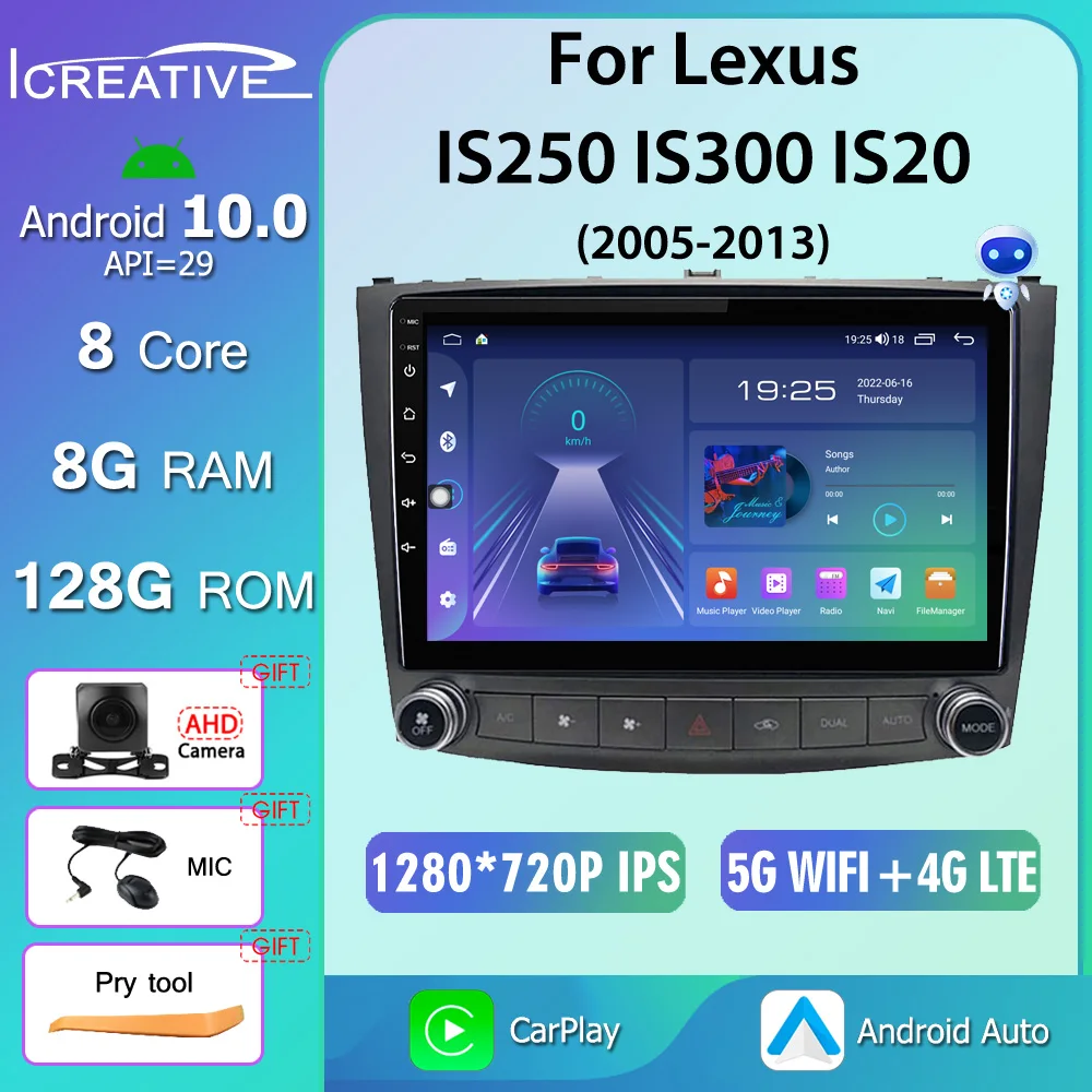 

Android 10.0 Car Radio 8G 128G Video Player For Lexus IS250 IS300 IS200 IS220 IS350 2005 - 2013 Navi GPS Serero CarPlay DSP 2din