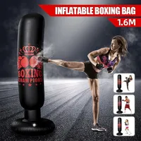 1.6m PVC Inflatable Boxing Column Fitness Sports Punch Kick Bag Training Toy Tumbler Punching Bag Adults Gym Sporting Goods