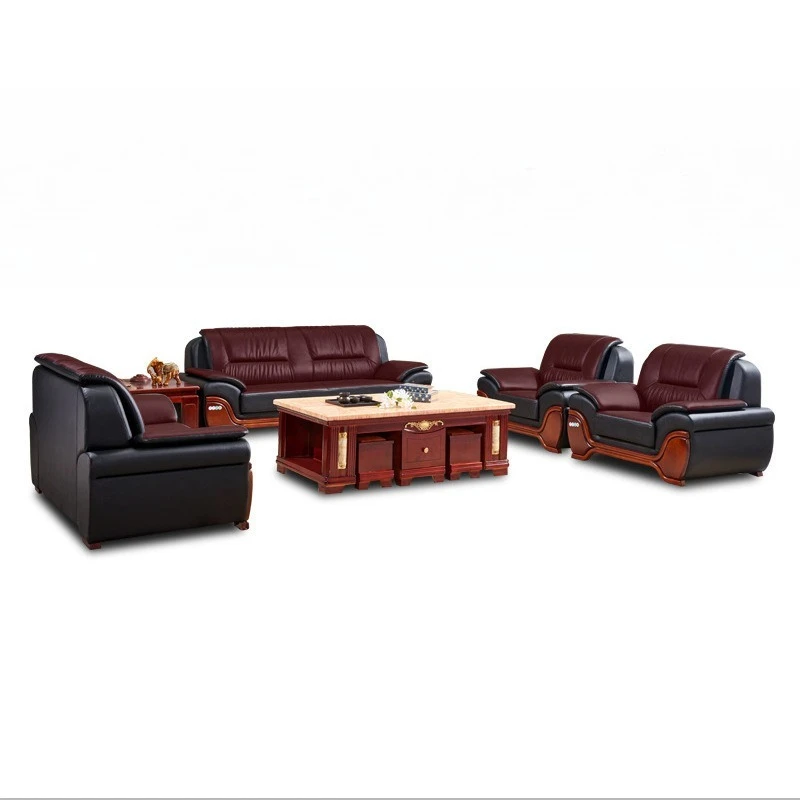 

meeting guests, negotiation area, new Chinese style, three person coffee table combination, leather sofa