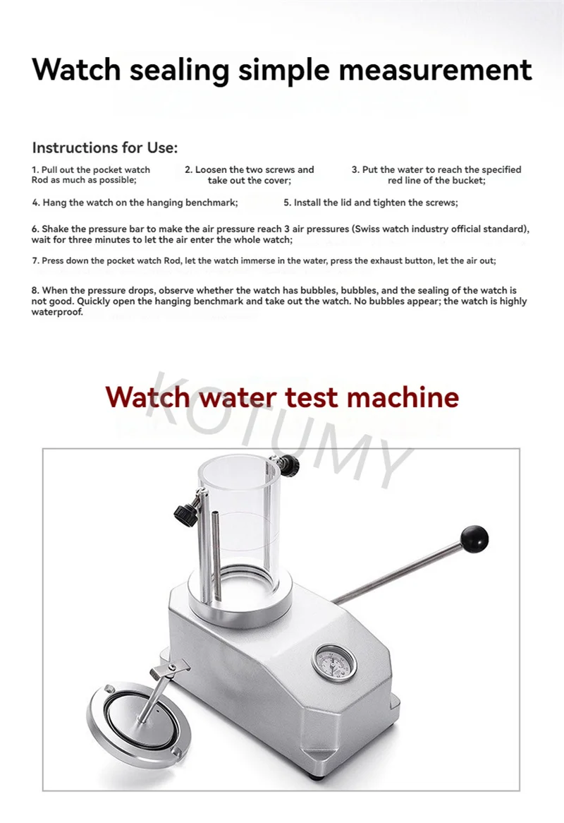 Manual Watch Water Pressure Tester Rustproof Sealed Tank For Global Watch Repair Hardware Tool Dealers Bulk Wholesale Resale