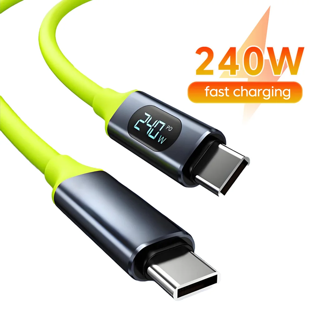 240W Dual Charging Line Type-C USB A To Type C Cable Fast Charging Digital Display Type C Data Cord for iPhone Samsung Huawei MI