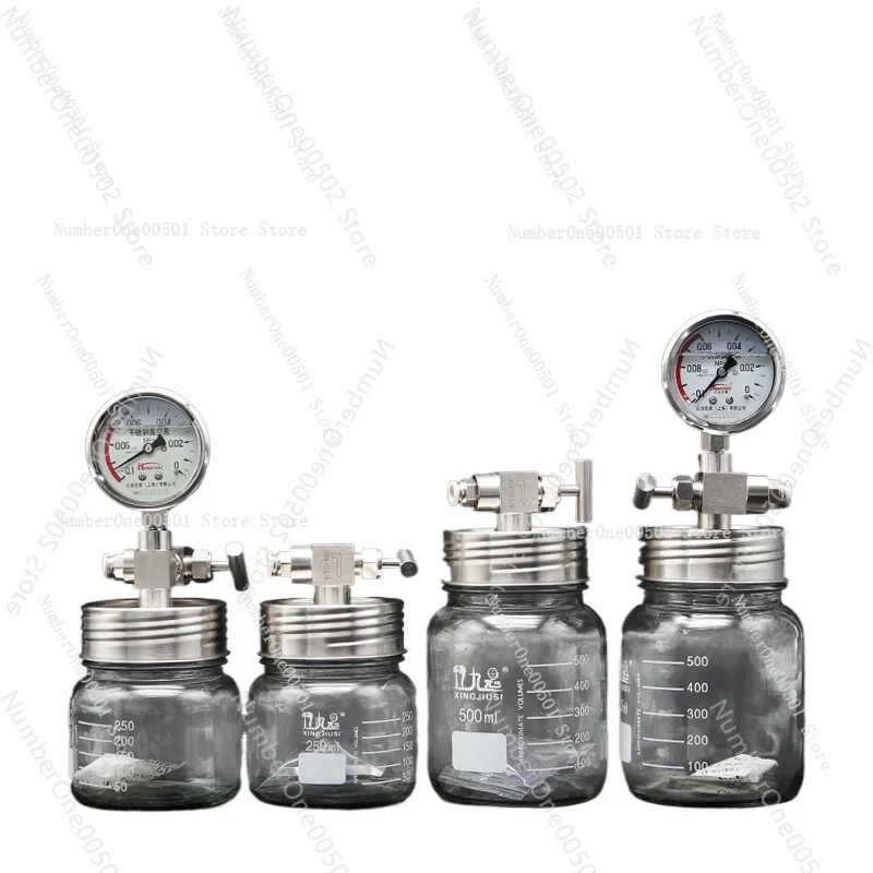 Lab Mini Desiccator with Negative Pressure Gauge Metal Needle Valve Glass Seal -095